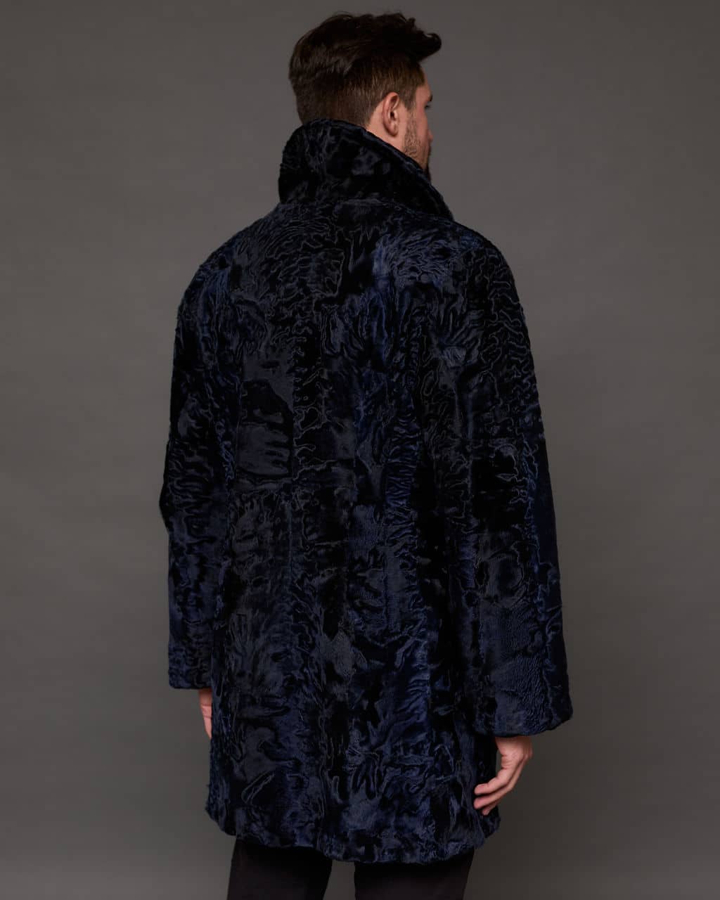 The Marcus Southwest African swakara lamb stroller - Navy - back