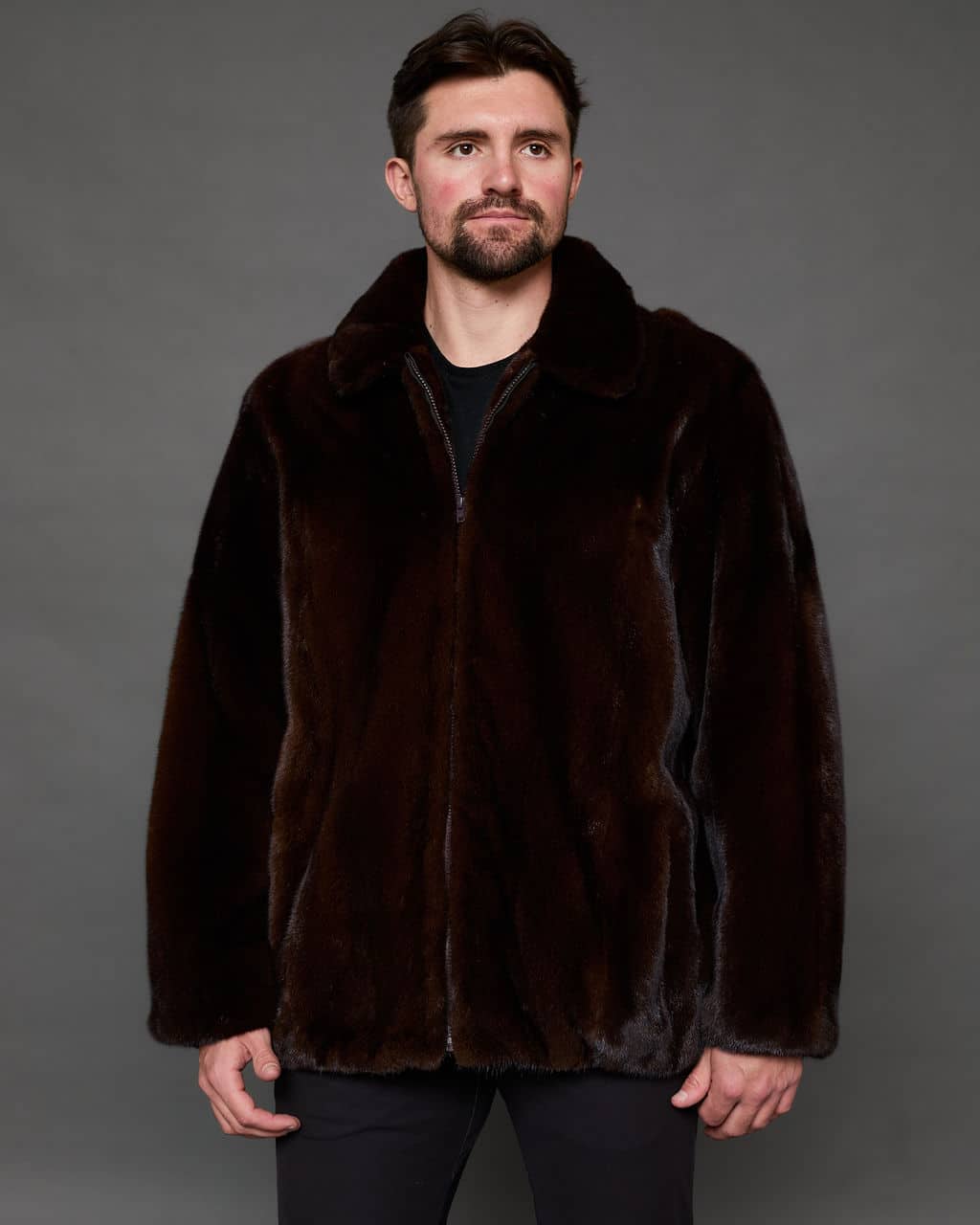 The Mike - classic mink jacket - Mahogany - front