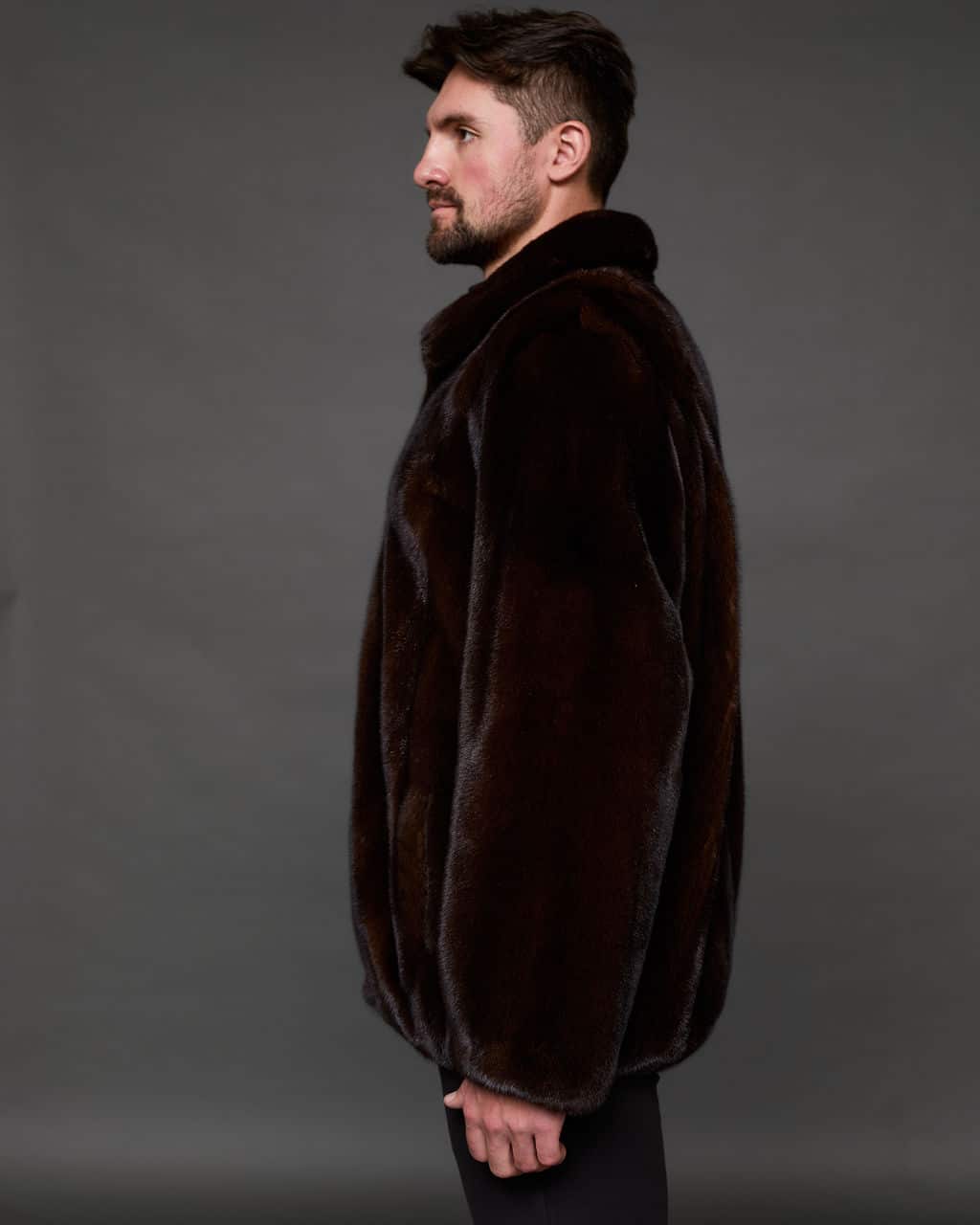 The Mike - classic mink jacket - Mahogany - side
