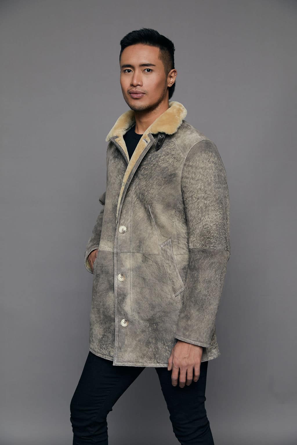 The Tyrel - Hand-Tanned Italian Sheepskin Coat - Front