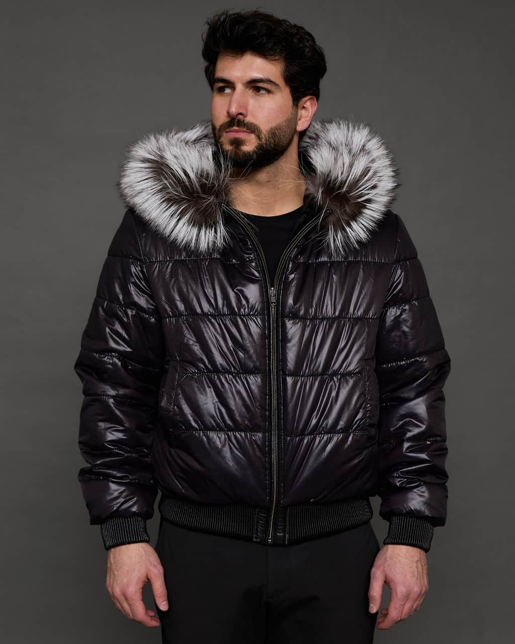 The Charlie - Reversible Sheared Beaver Puffer Jacket - Textile Side - Front