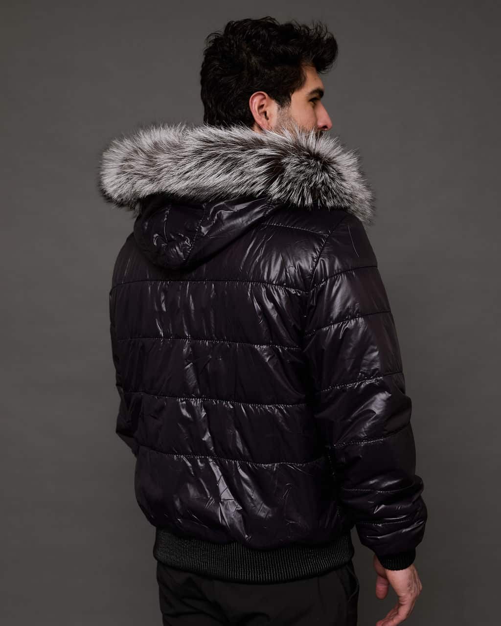 The Charlie - Reversible Sheared Beaver Puffer Jacket - Textile Side - Back