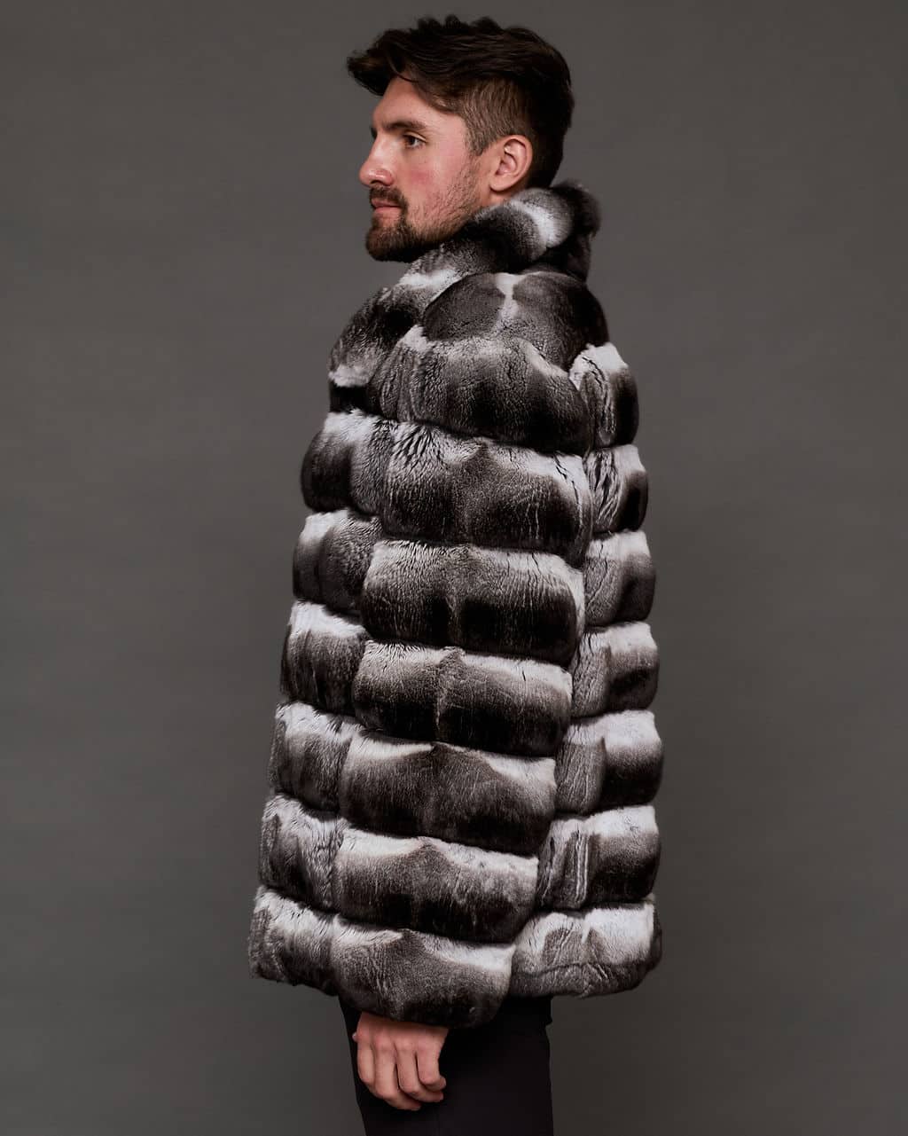 The Mike - Chinchilla - Genuine Argentinian Chinchilla Pelt Jacket - Side