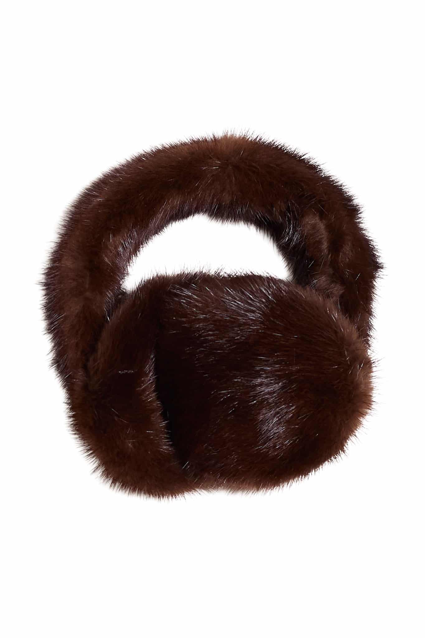 brown earmuffs against a white background