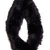 Black fox infinity scarf folded against a white background.