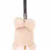 Mink Bunny Keychain Carrot Beige Beige colored mink bunny keychain with a carrot on its chest arranged atop a white background.