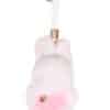 Mink Bunny Keychain Carrot White White colored mink bunny keychain with a carrot on its chest arranged atop a white background.