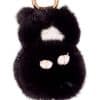 Mink Sheep Key Chain Black Black colored mink sheep keychain arranged atop a white background.