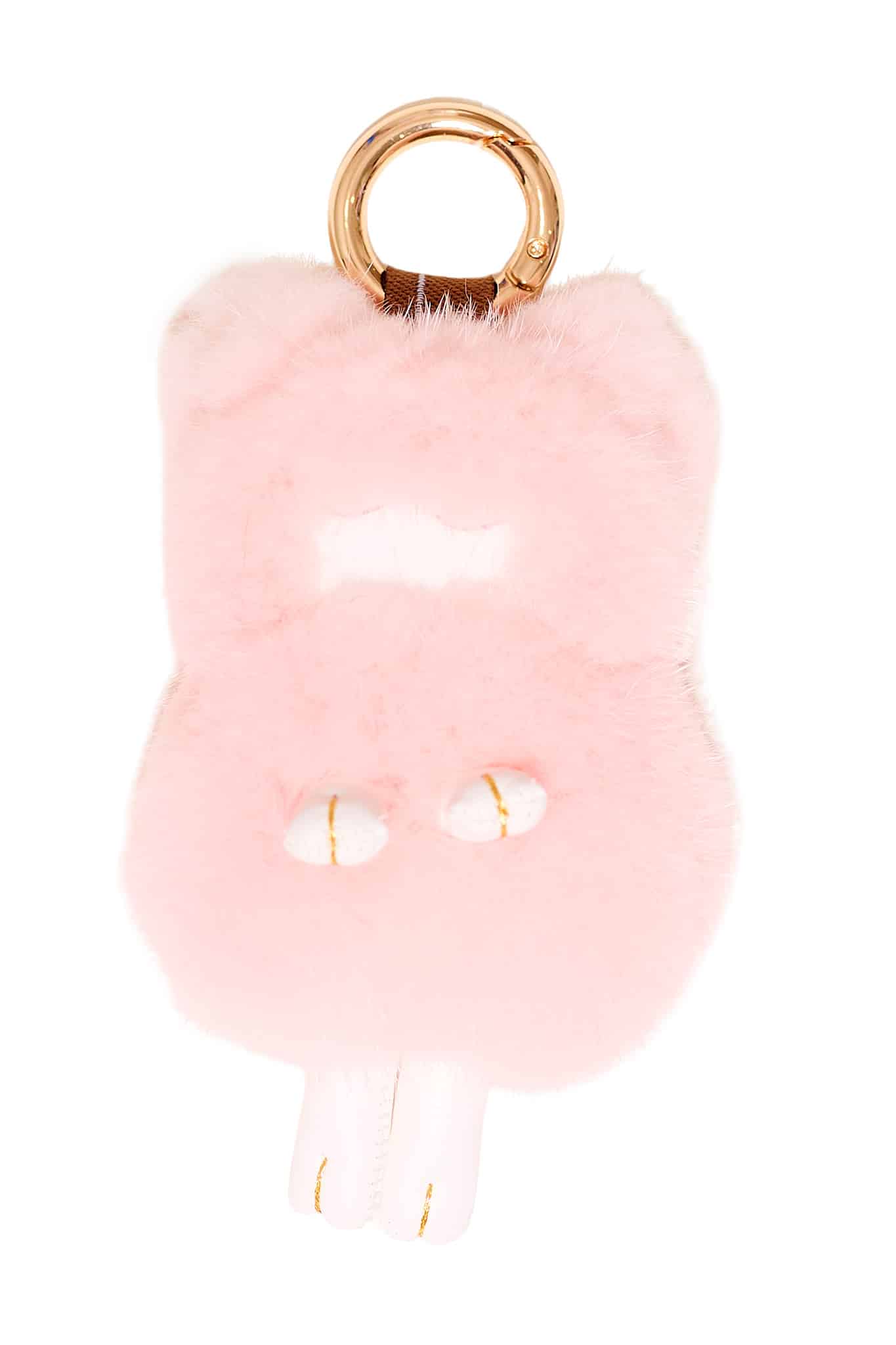 Mink Sheep Key Chain Pink Pink colored mink sheep keychain arranged atop a white background.