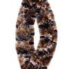A multi-brown chinchilla rex infinity scarf folded on top of a white background.